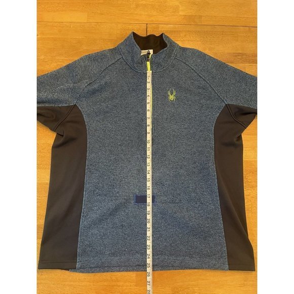 Spyder Sweater Adult XXL Blue Neon Quarter Zip Outdoors Jacket Coat Mens - Picture 5 of 9